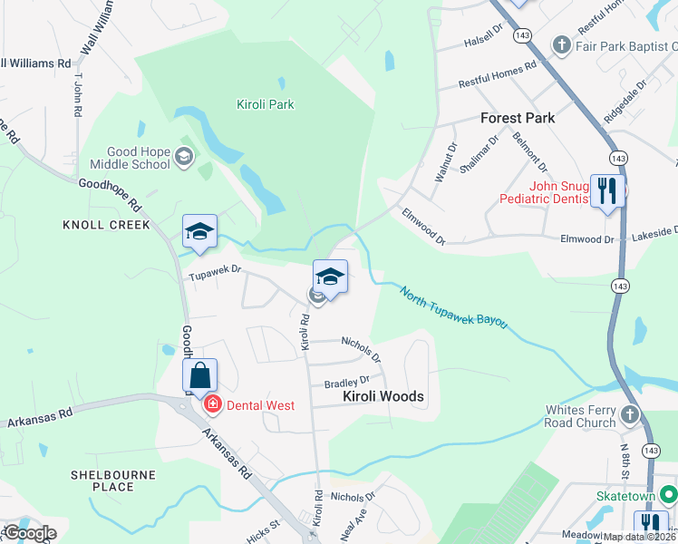 map of restaurants, bars, coffee shops, grocery stores, and more near 114 Sharon Drive in West Monroe