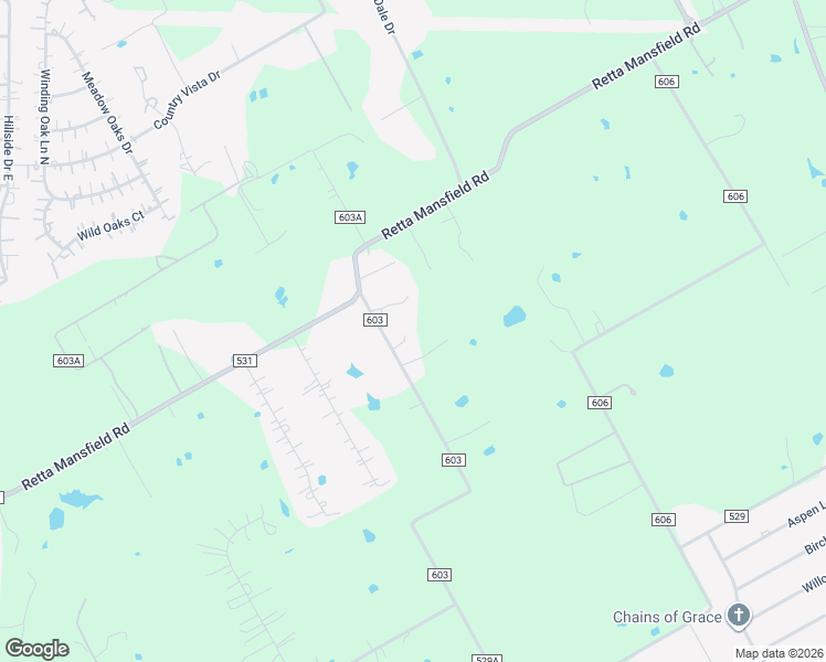 map of restaurants, bars, coffee shops, grocery stores, and more near 10424 County Road 603 in Burleson