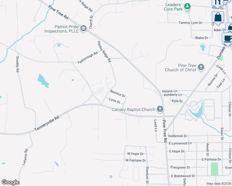 map of restaurants, bars, coffee shops, grocery stores, and more near 317 Harley Ridge Road in Longview