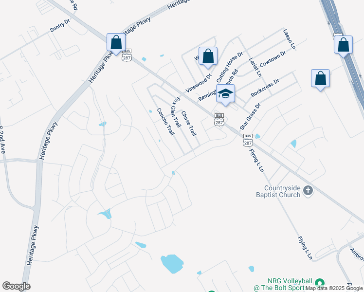 map of restaurants, bars, coffee shops, grocery stores, and more near 1409 Concho Trail in Mansfield