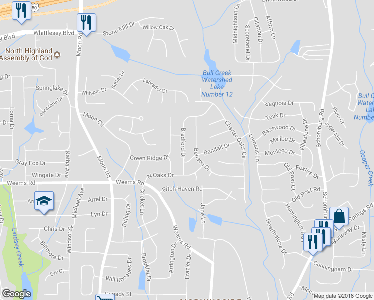 map of restaurants, bars, coffee shops, grocery stores, and more near 6622 Bradford Drive in Columbus