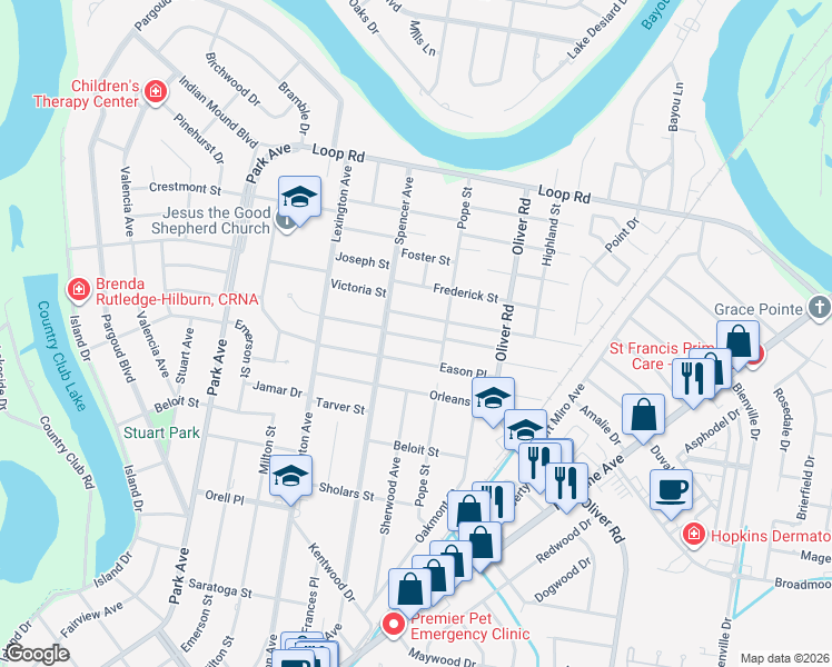 map of restaurants, bars, coffee shops, grocery stores, and more near 505 Harn Street in Monroe