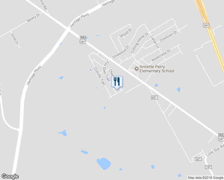 map of restaurants, bars, coffee shops, grocery stores, and more near 1408 Fox Glen Trail in Mansfield
