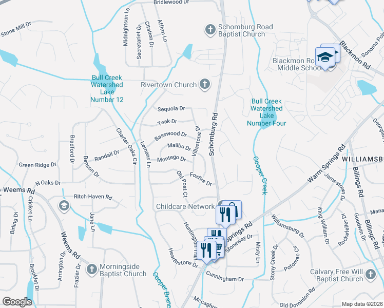 map of restaurants, bars, coffee shops, grocery stores, and more near 6460 Malibu Drive in Columbus