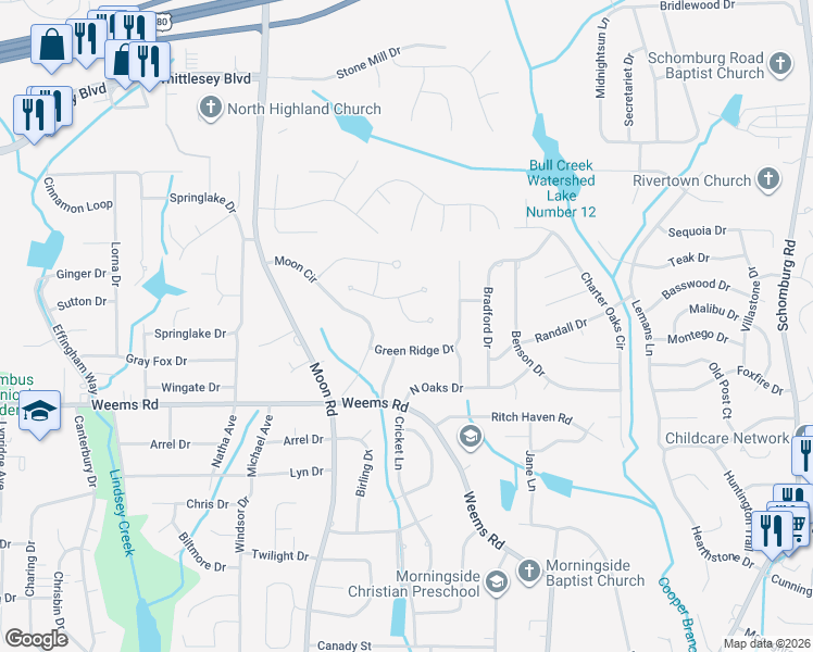 map of restaurants, bars, coffee shops, grocery stores, and more near 5010 Emerald Isle Court in Columbus