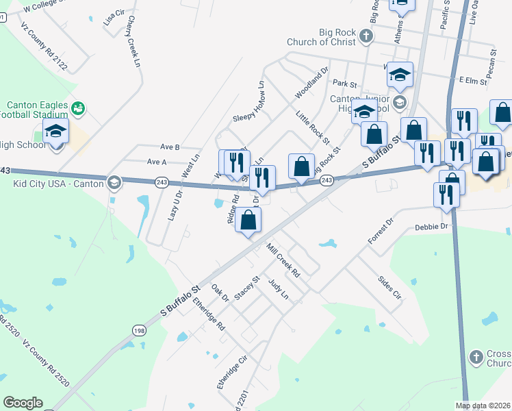 map of restaurants, bars, coffee shops, grocery stores, and more near 1721 Elliot Drive in Canton