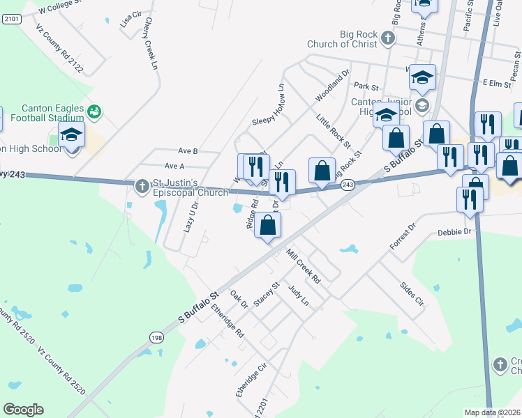 map of restaurants, bars, coffee shops, grocery stores, and more near 1721 Elliot Drive in Canton