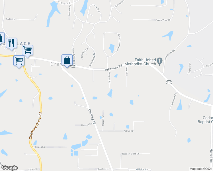 map of restaurants, bars, coffee shops, grocery stores, and more near 122 Morgan Road in West Monroe