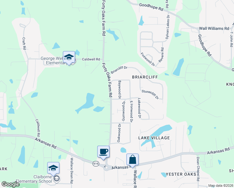 map of restaurants, bars, coffee shops, grocery stores, and more near 103 Baywood Dr in West Monroe