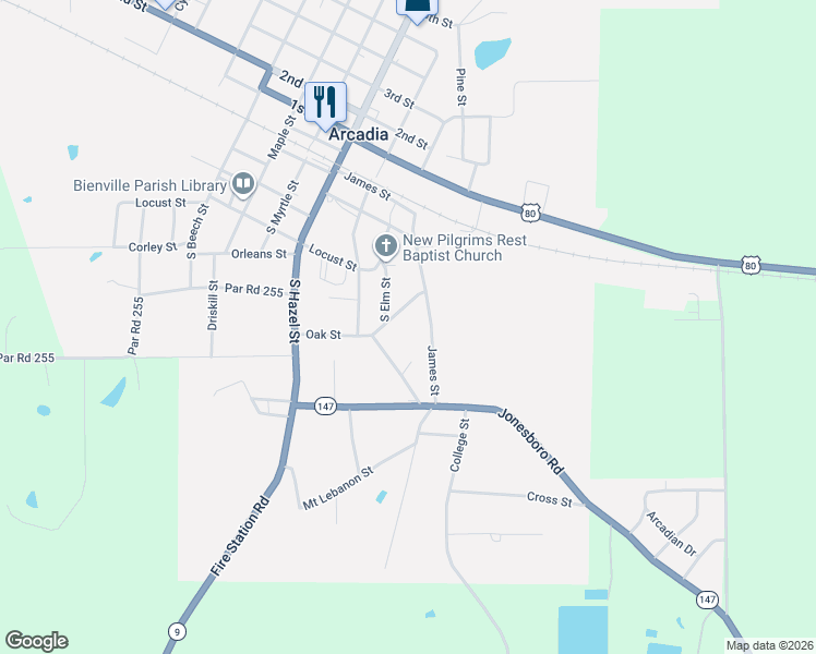 map of restaurants, bars, coffee shops, grocery stores, and more near 2708 South Laurel Street in Arcadia