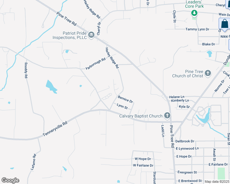map of restaurants, bars, coffee shops, grocery stores, and more near 3007 Bernice Drive in Longview