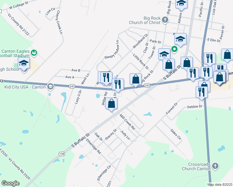 map of restaurants, bars, coffee shops, grocery stores, and more near 1721 Elliot Drive in Canton