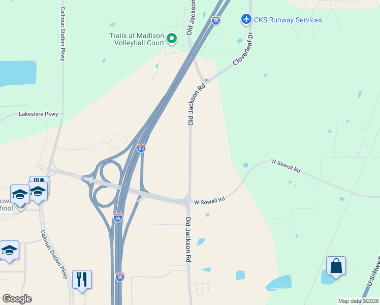 map of restaurants, bars, coffee shops, grocery stores, and more near 427 Old Jackson Road in Madison