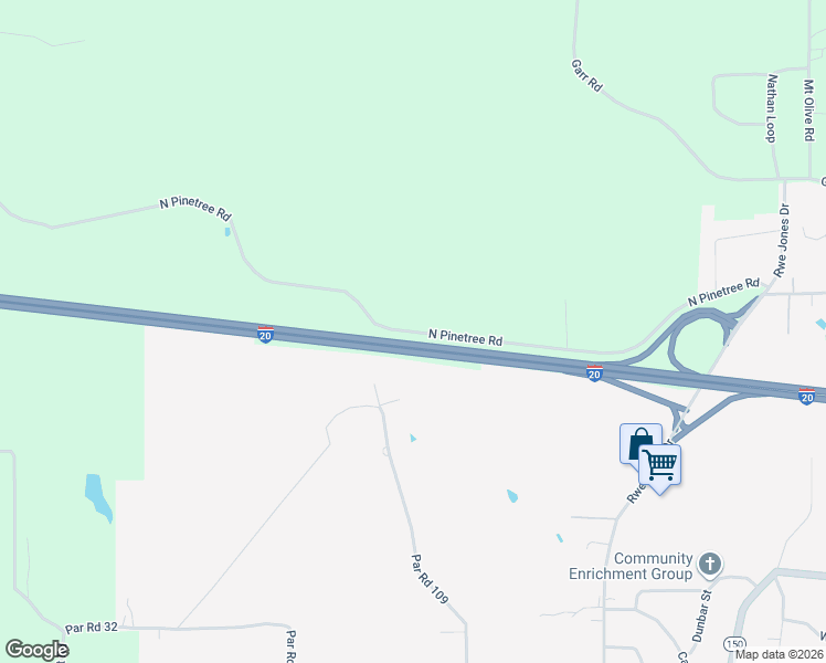 map of restaurants, bars, coffee shops, grocery stores, and more near 694 North Pinetree Road in Simsboro