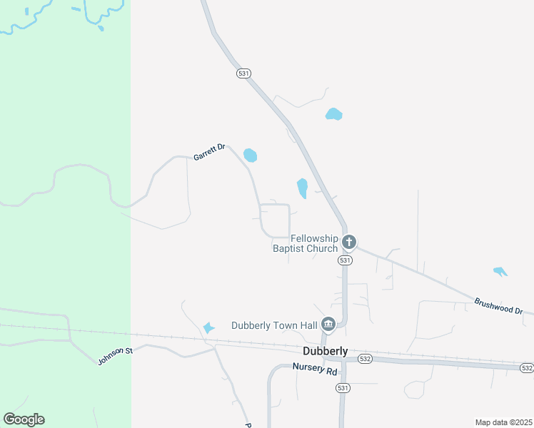 map of restaurants, bars, coffee shops, grocery stores, and more near 266 Garrett Drive in Dubberly