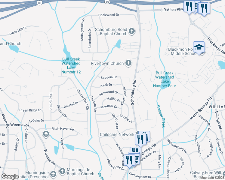 map of restaurants, bars, coffee shops, grocery stores, and more near 4919 Basswood Drive in Columbus