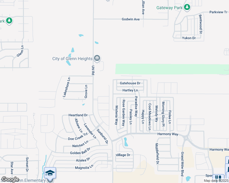 map of restaurants, bars, coffee shops, grocery stores, and more near 300 Harvest Way in Red Oak