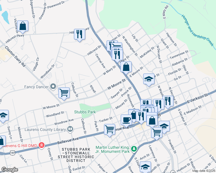 map of restaurants, bars, coffee shops, grocery stores, and more near 303 West Moore Street in Dublin