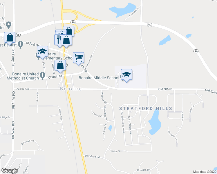 map of restaurants, bars, coffee shops, grocery stores, and more near 80 Georgia 96 in Bonaire