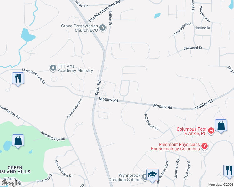 map of restaurants, bars, coffee shops, grocery stores, and more near 6813 Riverbrook Trace in Columbus