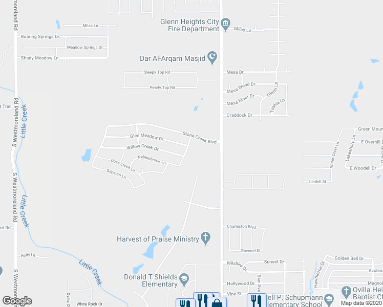 map of restaurants, bars, coffee shops, grocery stores, and more near 2230 Sagebrush Dr in Glenn Heights