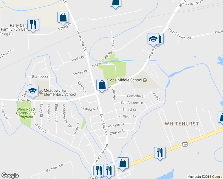 map of restaurants, bars, coffee shops, grocery stores, and more near 1211 Dot Avenue in Bossier City
