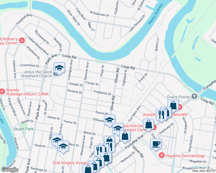 map of restaurants, bars, coffee shops, grocery stores, and more near 499 Foster St in Monroe