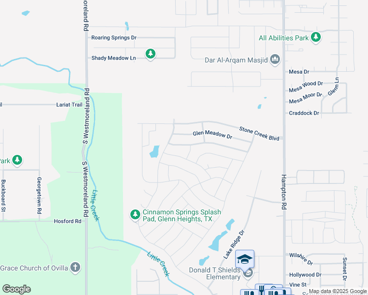 map of restaurants, bars, coffee shops, grocery stores, and more near 424 Willow Creek Drive in Glenn Heights