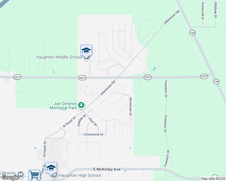 map of restaurants, bars, coffee shops, grocery stores, and more near 302 Boulder Drive in Haughton