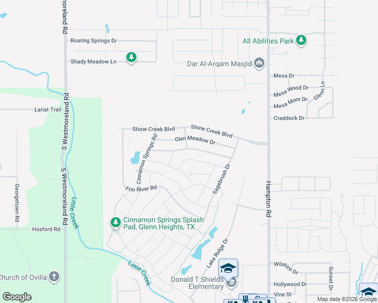 map of restaurants, bars, coffee shops, grocery stores, and more near 337 Pebblebrook Lane in Glenn Heights