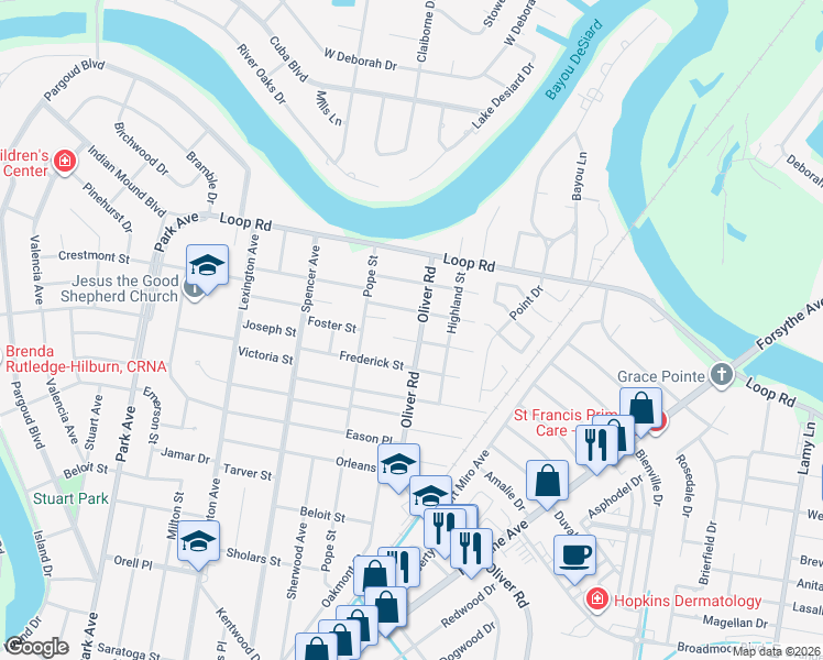 map of restaurants, bars, coffee shops, grocery stores, and more near 499 Foster Street in Monroe