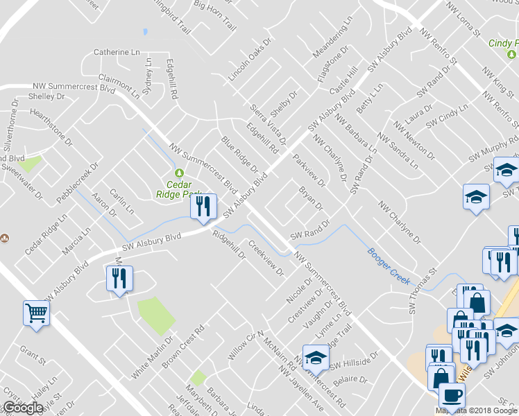map of restaurants, bars, coffee shops, grocery stores, and more near 757 Tanglewood Drive in Burleson