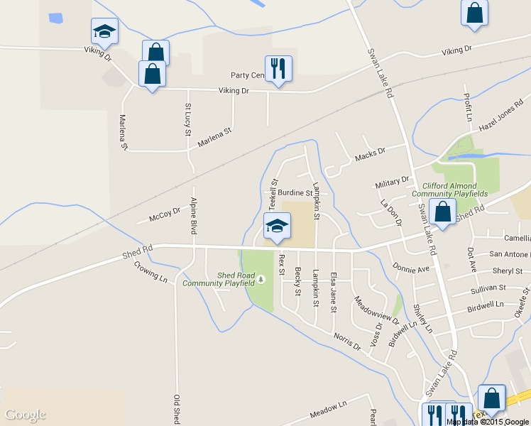 map of restaurants, bars, coffee shops, grocery stores, and more near 1421 Teekell Street in Bossier City