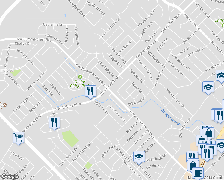 map of restaurants, bars, coffee shops, grocery stores, and more near 746 Northwest Summercrest Boulevard in Burleson