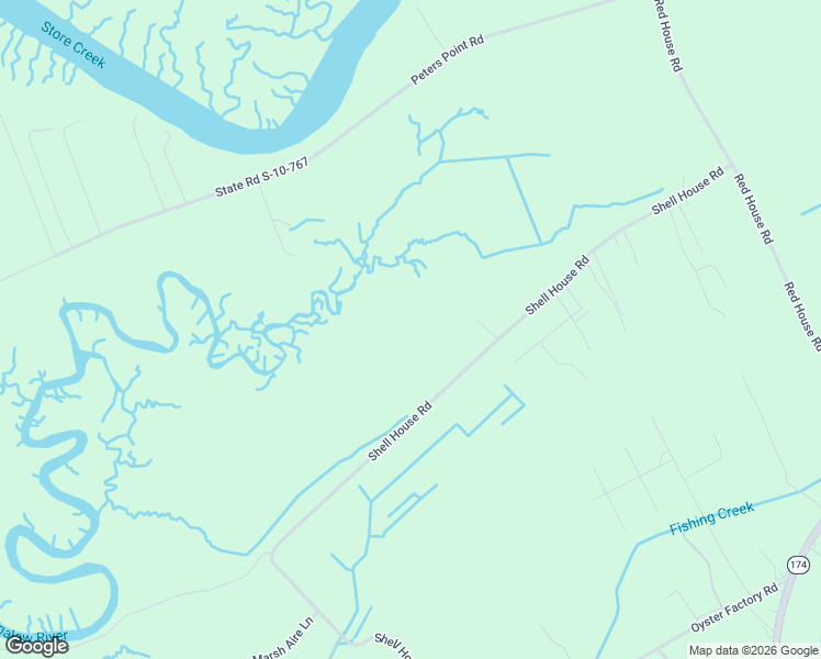 map of restaurants, bars, coffee shops, grocery stores, and more near 8554 Shell House Road in Edisto Island
