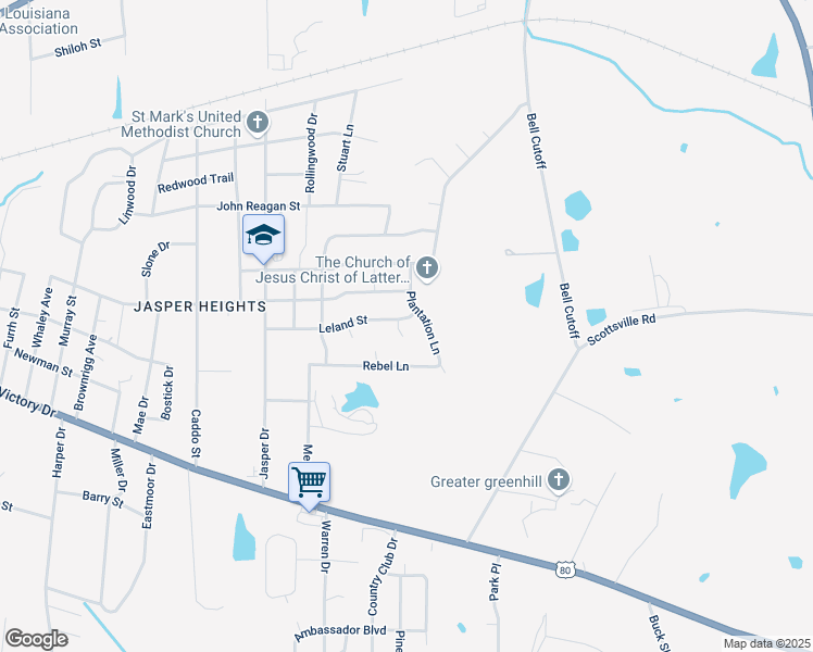 map of restaurants, bars, coffee shops, grocery stores, and more near 4415 Leland Street in Marshall