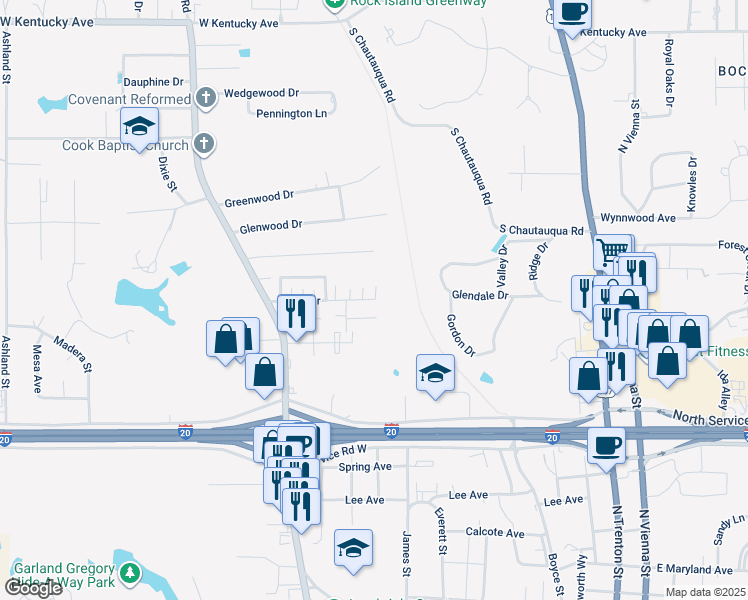 map of restaurants, bars, coffee shops, grocery stores, and more near 904 Sybil Drive in Ruston
