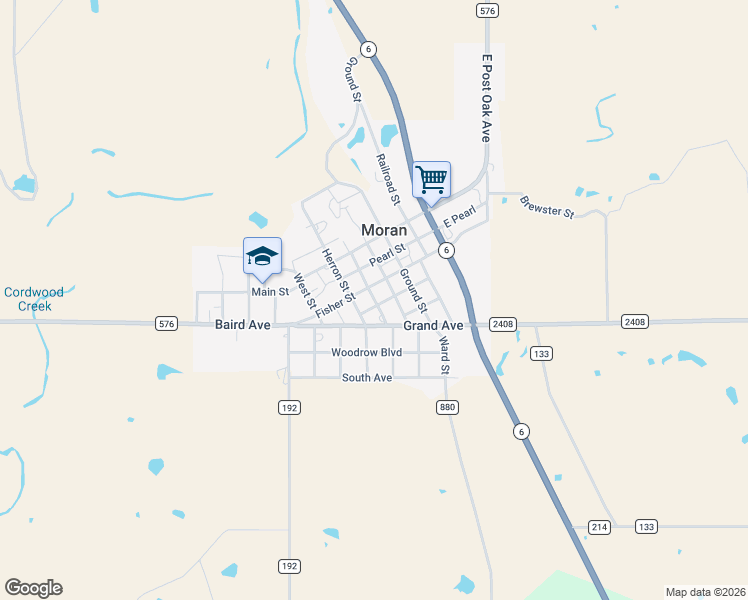 map of restaurants, bars, coffee shops, grocery stores, and more near 511 Fisher Street in Moran