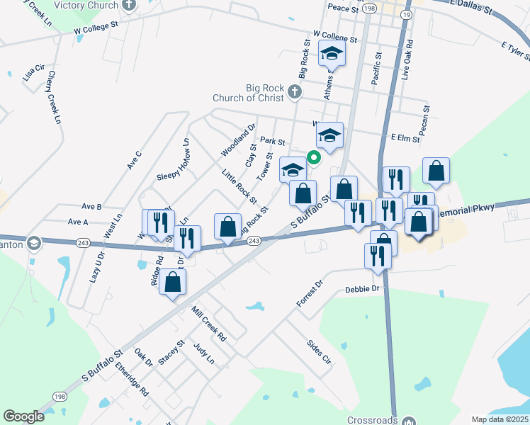 map of restaurants, bars, coffee shops, grocery stores, and more near 1190 Big Rock Street in Canton