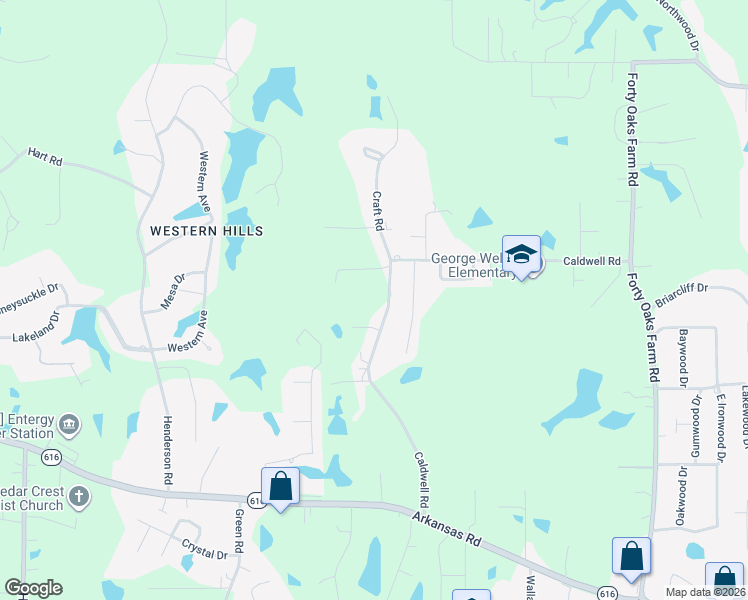 map of restaurants, bars, coffee shops, grocery stores, and more near 540 Caldwell Road in West Monroe