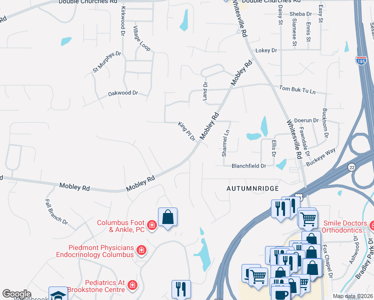 map of restaurants, bars, coffee shops, grocery stores, and more near 6838 Mobley Road in Columbus