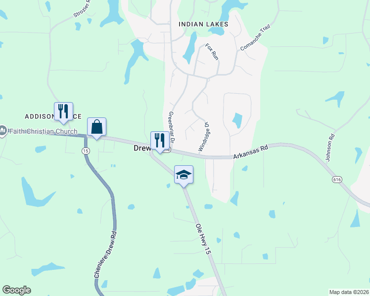 map of restaurants, bars, coffee shops, grocery stores, and more near 102 Greenbriar Drive in West Monroe