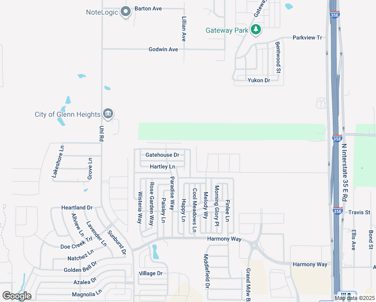 map of restaurants, bars, coffee shops, grocery stores, and more near 321 Mayflower Drive in Red Oak
