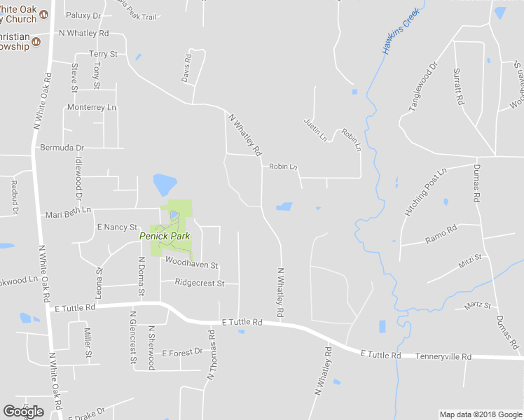 map of restaurants, bars, coffee shops, grocery stores, and more near 906 North Whatley Road in White Oak