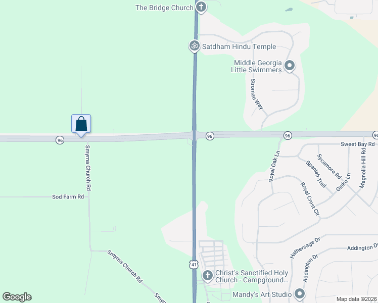 map of restaurants, bars, coffee shops, grocery stores, and more near 14916 State Route 96 in Fort Valley