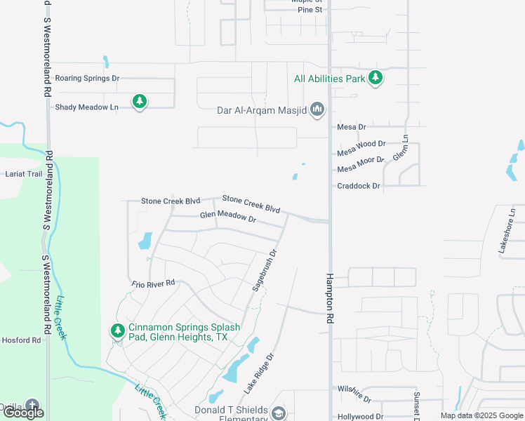 map of restaurants, bars, coffee shops, grocery stores, and more near 228 Stone Creek Boulevard in Glenn Heights