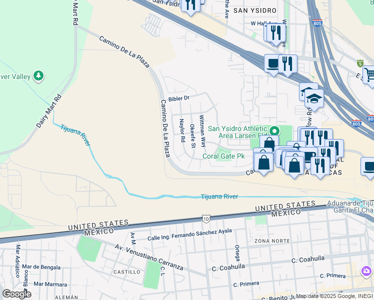 map of restaurants, bars, coffee shops, grocery stores, and more near 3226 Okeefe Street in San Diego