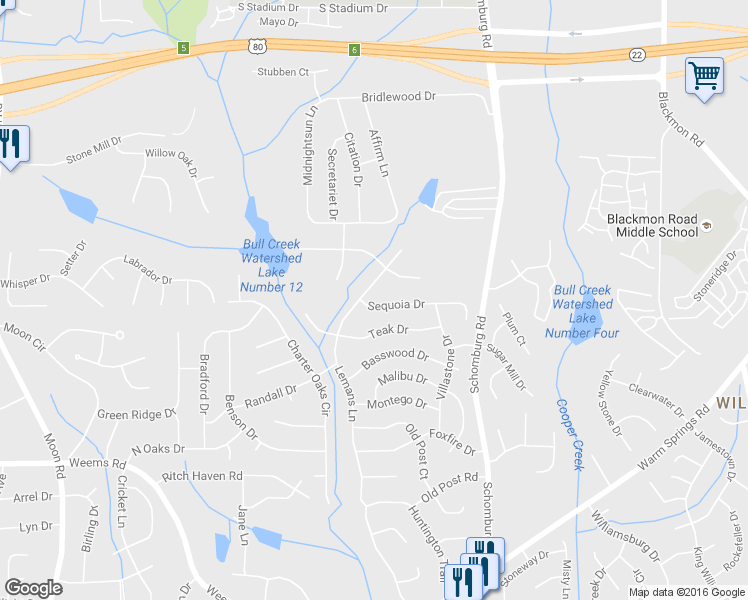 map of restaurants, bars, coffee shops, grocery stores, and more near 4711 Sequoia Drive in Columbus