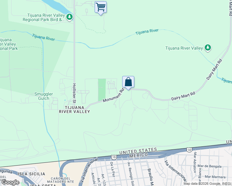 map of restaurants, bars, coffee shops, grocery stores, and more near 2550 Monument Road in San Diego