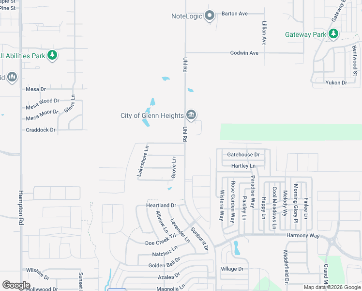map of restaurants, bars, coffee shops, grocery stores, and more near 101 Green Mound Drive in Glenn Heights